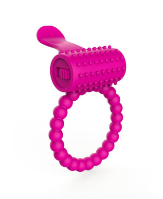 Anneau fuschia vibrant silicone avec langue picot 